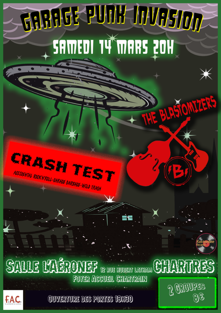 the blastomizers,garage rock,garage surf,garage punk,concert garage,psycho,upright bass,concert chartres,kustomline records,